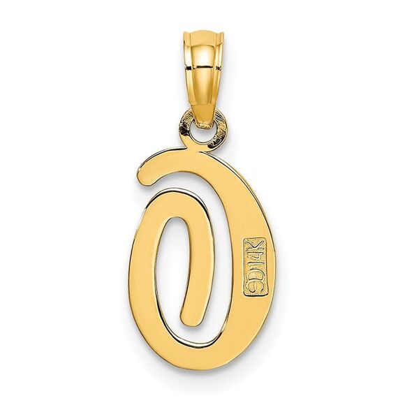 10K Yellow Gold Polished O Script Initial Charm - Picture 4 of 9